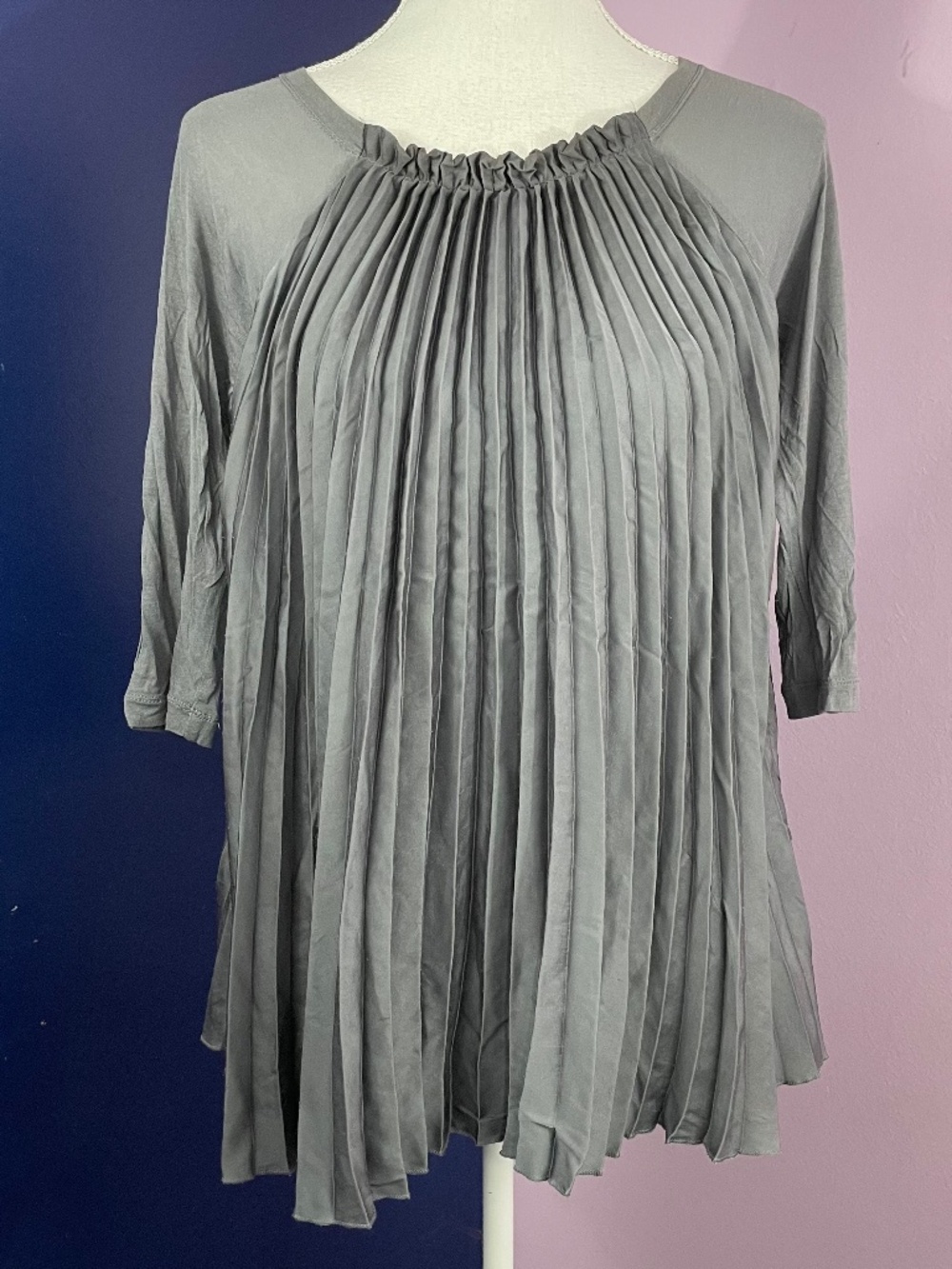BCBGMaxAzria Pleated Gray Blouse